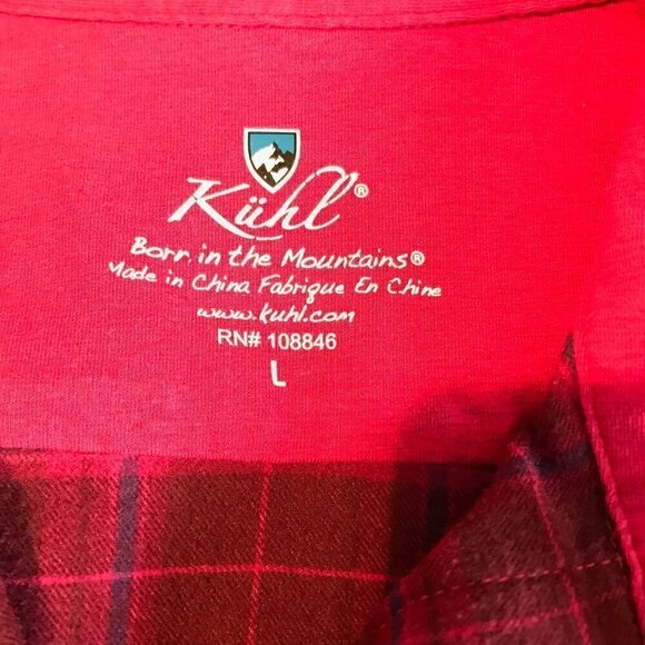 Kuhl Pink & Maroon Plaid Flannel Button Down Shirt Size L - Picture 7 of 8